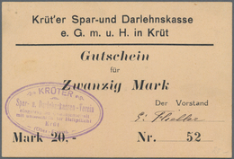 Deutschland - Notgeld - Elsass-Lothringen: Krüt, Oberelsass, Krüt'er Spar- Und Darlehenskasse, 20 Ma - Sonstige & Ohne Zuordnung