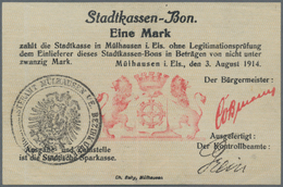 Deutschland - Notgeld - Elsass-Lothringen: Mülhausen, Oberelsass, Stadtkasse, 1 Mark, 3.8.1914, Stem - Sonstige & Ohne Zuordnung