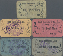 Deutschland - Notgeld - Elsass-Lothringen: Sennheim, Oberelsass, Stadt, 1/2, 1, 2, 3, 5 Mark, 1914, - Altri & Non Classificati