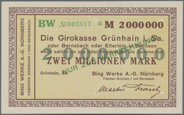 Deutschland - Notgeld - Sachsen: Grünhain, Bing Werke AG, Nürnberg, 2000 Mark, O. D.; 100 (5), 200 ( - [11] Local Banknote Issues