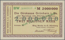 Deutschland - Notgeld - Sachsen: Grünhain, Bing Werke AG, Nürnberg, 2000 Mark, O. D.; 100 (5), 200 ( - [11] Emissioni Locali