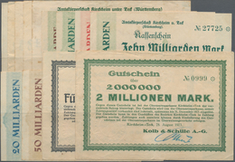 Deutschland - Notgeld - Württemberg: Kirchheim / Teck, Amtskörperschaft, 100 (2), 500 Tsd., 1, 2 Mio - Lokale Ausgaben