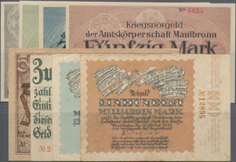 Deutschland - Notgeld - Württemberg: Maulbronn, Amtskörperschaft, 5, 10, 20, 50 Mark, 31.12.1918, En - Lokale Ausgaben