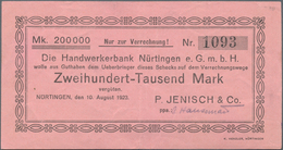 Deutschland - Notgeld - Württemberg: Nürtingen, P. Jenisch & Co., 200, 500 Tsd. Mark, 10.8.1923, Sch - [11] Local Banknote Issues