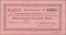 Deutschland - Notgeld - Württemberg: Nürtingen, P. Jenisch & Co., 200, 500 Tsd. Mark, 10.8.1923, Sch - [11] Lokale Uitgaven