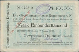 Deutschland - Notgeld - Württemberg: Rottenburg, Gewerbebank, 100 Tsd. Mark, 17.8.1923, Scheck Auf O - [11] Emissions Locales