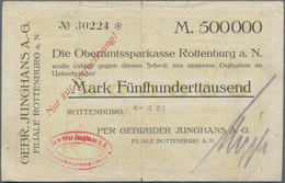Deutschland - Notgeld - Württemberg: Rottenburg, Gebrüder Junghans AG, Filiale Rottenburg A. N., 500 - [11] Local Banknote Issues