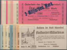 Deutschland - Notgeld - Württemberg: Schorndorf, Stadt, 100, 500 Tsd., 1, 3, 5 Mio. Mark, 1.9.1923; - Lokale Ausgaben