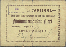 Deutschland - Notgeld - Württemberg: Schorndorf, Gewerbebank, 500 Tsd. Mark, 1.8.1923, 5 Mrd. Mark, - [11] Lokale Uitgaven