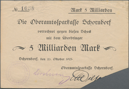 Deutschland - Notgeld - Württemberg: Schorndorf, Oberamtssparkasse, 5 Mrd. Mark, 26.10.1923, Gedruck - Lokale Ausgaben