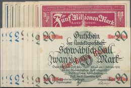 Deutschland - Notgeld - Württemberg: Schwäbisch Hall, Stadt, 100, 500 (3) Tsd., 1 (3), 5 (2) Mio. Ma - [11] Local Banknote Issues