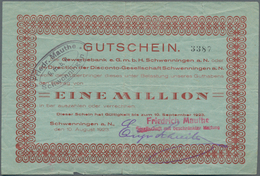 Deutschland - Notgeld - Württemberg: Schwenningen, Gewerbebank Und Disconto-Gesellschaft, 1 Mio. Mar - [11] Local Banknote Issues