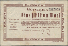 Deutschland - Notgeld - Württemberg: Stuttgart, Schwäb. Hüttenwerke GmbH, 1 Mio. Mark, 1.9.1923, Nic - Lokale Ausgaben