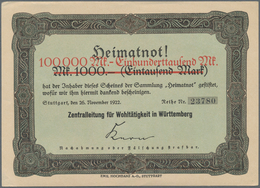Deutschland - Notgeld - Württemberg: Stuttgart, Zentralleitung Für Wohltätigkeit In Württemberg, 100 - [11] Local Banknote Issues