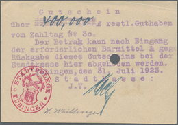 Deutschland - Notgeld - Württemberg: Tübingen, Stadtkasse, 400 Tsd. Mark (Wert Handschriftlich), 31. - [11] Local Banknote Issues