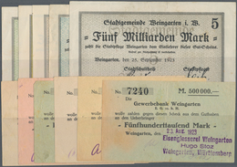 Deutschland - Notgeld - Württemberg: Weingarten, Stadt, 10, 20, 50 Mio., 1, 5 Mrd. Mark, 25.9.1923; - Lokale Ausgaben