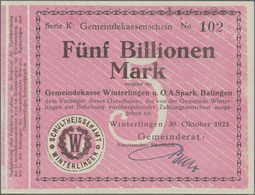 Deutschland - Notgeld - Württemberg: Winterlingen, Gemeinde, 5 Billionen Mark, 30.10.1923, KN Schwar - Lokale Ausgaben