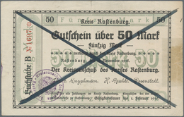 Deutschland - Notgeld - Ehemalige Ostgebiete: Rastenburg, Ostpreußen, Kreis, 20, 50 Mark, 11.11.1918 - Autres & Non Classés