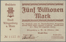 Deutschland - Notgeld - Bayern: Unterfranken, Klingenberg, Stadt, 100 Mio. Mark, 28.9.1923, 5 Billio - [11] Lokale Uitgaven