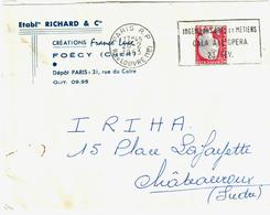 PARIS Lettre Entête RICHARD Créations France Luce FOECY Cher Ob Meca 1963 Gala Opera Ing Arts Et Métiers Decaris Yv 1263 - Storia Postale