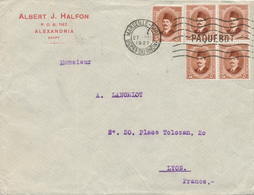 849/30 - Lettre TP Egypte 1927 Vers LYON - Annulation RARE Marseille Gare PAQUEBOT Dans Lignes Ondulées - Maritieme Post