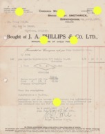 BIRMINGHAM  1937  PHILLIPS & Co Manufacture De Cycles Vélos - United Kingdom