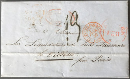 USA, Lettre De San Fransisco 1852 - ETAT-UNIS PAQ. BRIT. PARIS - Taxe 19 - Pour Paris - (B1798) - Poststempel