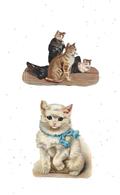 11349 - Lot De 2 Découpis De CHATS - Animales