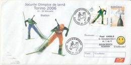 7638FM-BIATHLON, TORINO'06 WINTER OLYMPIC GAMES, COVER STATIONERY, OBLIT FDC, 2006, ROMANIA - Winter 2006: Turin