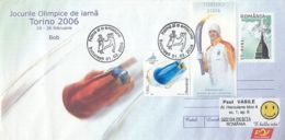 7639FM- BOBSLED, TORINO'06 WINTER OLYMPIC GAMES, COVER STATIONERY, OBLIT FDC, 2006, ROMANIA - Winter 2006: Torino