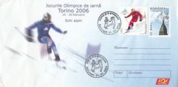 7640FM- SKIING, TORINO'06 WINTER OLYMPIC GAMES, COVER STATIONERY, OBLIT FDC, 2006, ROMANIA - Winter 2006: Torino