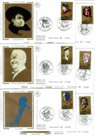 1990 - FDC - 6 Envel - Personnages Célèbres - Grands Noms De La Chanson Française - Tp N° 2649 à 2654 - Image Sur Soie - 1990-1999