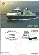 Norway Norge 2012 Card With My Stamp Mi 1664 With Lofoten, Hurtigruta "MS Midnatsol" Crossed The Arctic Circle - Unused Stamps
