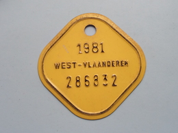 FIETSPLAAT / PLAQUE Vélo ( WEST - VLAANDEREN > N° 286832 ) Anno 1981 ( België ) ! - Plaques D'immatriculation