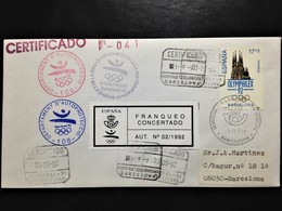 Spain,  Registered And Circulated Cover With A Special Cancellations, "Barcelona '92", 1992 - Altri