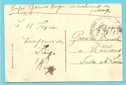 Kaart (Liege) Met Stempel SERVICE MILITAIRE DES CHMOINS DE FER / COMMISION DE GARE - Armée Belge