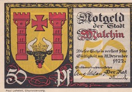 ALLEMAGNE . Lot 7 Mini-billets (7x10 Cm) 50  Pf. Notgeld MALCHIN 1922 (7 Versos Différents) - [11] Emisiones Locales