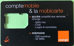 REUNION  -  Carte SIM Orange " Compte Mobile § La Mobicarte  -  Coque Sans Puce - Riunione