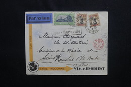 INDOCHINE - Enveloppe De Saïgon Pour La France En 1932 Avec Cachet De Contrôle , Affranchissement Plaisant - L 50656 - Briefe U. Dokumente