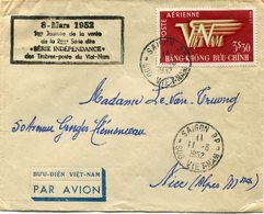 VIETNAM LETTRE PAR AVION AVEC CACHET "8 MARS 1952 1ère JOURNEE DE LA VENTE DE LA 2ème SERIE DITE "SERIE INDEPENDANCE".." - Viêt-Nam