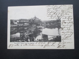 China Boxeraufstand 1901 Feldpost AK Shanghai Native City. Tea Garden Stempel Kais. Deutsche Marine Schiffspost No 26 - China (kantoren)