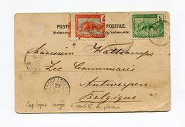 !!! PRIX FIXE : CONGO, 4C PANTHERE VARIETE DE PIQUAGE SUR CPA DE 1903 CACHET CAP LOPEZ - Lettres & Documents