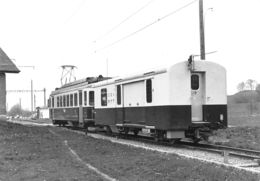 Reproduction: Lausanne - Echallens - Bercher - Un Train à L'arrivée à Cheseaux 1964 (15 X 10 Cm) - Bercher