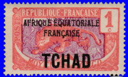 Tchad 1924. ~  YT 19** - 1 C. Panthère Surchargé - Ongebruikt