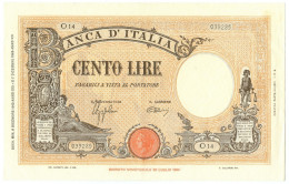 100 LIRE BARBETTI GRANDE B GIALLO TESTINA FASCIO 09/12/1942 SPL+ - Regno D'Italia - Altri