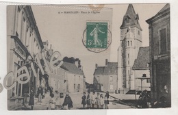 72 SARTHE - CP ANIMEE MAROLLES ( Les Braults ) - PLACE DE L'EGLISE - EDITIONS ??? N°4 - CIRCULEE EN 1912 - Marolles-les-Braults