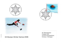 Switzerland Helvetia Schweiz 2006 Cover To Germany; Wionter Oylmpic Games Torino; Curling - Winter 2006: Torino