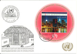 Austria UN Vienna Show Card Sindelfingen 25-27/10-2002 AIDS Stamp - Lettres & Documents