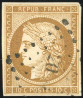 O N°1a - 10c. Bistre-brun. Obl. PC Légère. Marges Régulières. TB. - 1849-1850 Ceres