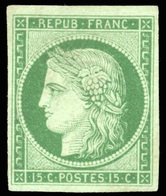 (*) N°2 - 15c. Vert. Grande Fraîcheur. Belle Nuance. SUP. - 1849-1850 Cérès